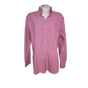 Vineyard Vines Classic Fit Tucker Shirt Red Gingham Check EUC Oxford Whale‎ L